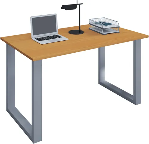 VCM Holz Schreibtisch Lona | Eleganter Computertisch mit Metallfüßen - Kinderschreibtische – Stabiler Schreibtisch mit hochwertigem Fußgestell und Holzstruktur-Nachbildung, ideal für jedes Kinderzimmer und kombinierbar mit weiteren Möbeln der VCM Lona Serie.