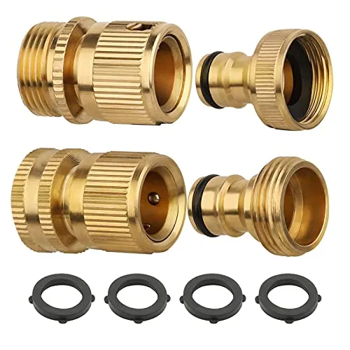 CoKeeSun 3/4 Zoll Schlauchanschluss, 2 Sätze Messing Schnellkupplung, Garten Schlauch Adapter, Wasserhahn Anschluss für Gartenschlauch Wasserschlauch