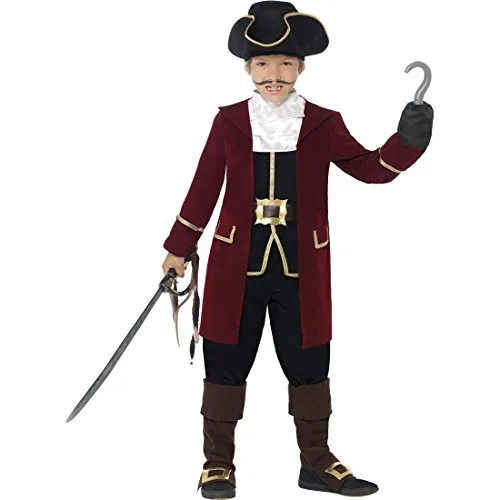 NET TOYS Kinder Piratenkostüm Edel Piraten Kostüm M 7-9 Jahre 128-140 cm Captain Hook Piratkostüm Seeräuberkostüm Freibeuter Kinderkostüm Pirat Faschingskostüm Karnevalskostüme Jungen
