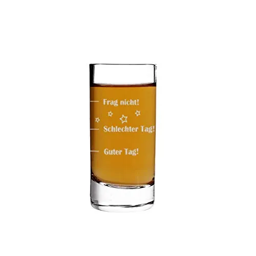 Herz & Heim® Schnapsglas - Guter Tag - Schlechter Tag - Frag nicht! - das Stimmungsglas als lustige Geschenkidee mit Gravur