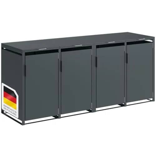STEELSØN Mülltonnenbox Thoria für 4 Tonnen, anthrazit - Wetterfeste Mülltonnenbox aus robustem Stahl, ideal für die Aufbewahrung von bis zu 4 Tonnen (je 240 Liter) und schützt vor Witterungseinflüssen.