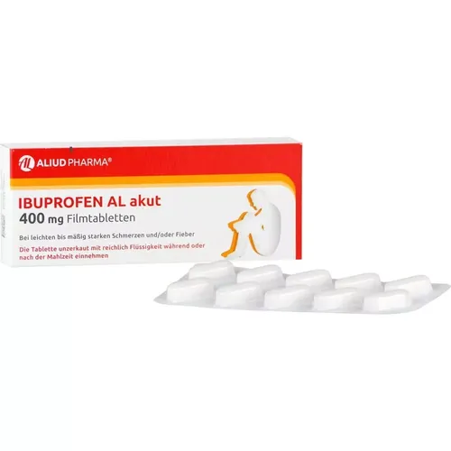 IBUPROFEN AL akut 400 mg Filmtabletten - 50 Filmtabletten mit bewährtem Wirkstoff für die gezielte Unterstützung bei Schmerzen und Fieber. Praktische Packung für den täglichen Bedarf.