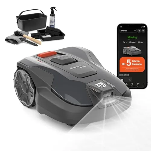 HUSQVARNA Automower® Aspire R6V Mähroboter – ohne Begrenzungskabel, AI Vision, GPS-Navigation, App-Steuerung, virtuelle Zonen, bis 600 m² + Cleaning Kit