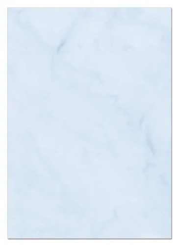 Gastronomie Papier (Blau-Marmor, A4, 25 Blatt) für Speisekarten. Einseitig bedrucktes Briefpapier, für alle Drucker/Kopierer geeignet