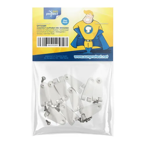 sunprotect 12589 Laufhaken inkl. Schrauben, Zubehör für Seilspann-Markise / Sonn