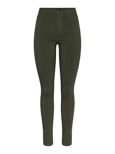 pieces Jeggings HIGH SKIN grün L (40) - Stoffhosen in modischem Forest Night, mit elastischem Material für optimalen Tragekomfort und slim fit Schnitt. Ideal für stylische Outfits im Alltag.