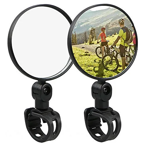 Ziyero 1 Paar Universal Mountainbike Lenker Glasspiegel 360 Grad Drehung Reflektor Spiegel Radfahren Reiten Rückspiegel stoßfest, für Fahrrad Radfahren, Mountainbikes, Geländefahrzeuge usw—Schwarz