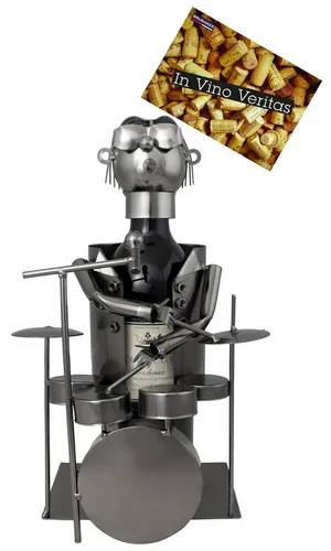 BRUBAKER Weinflaschenhalter Schlagzeuger in silber von BRUBAKER