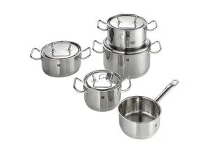 Zwilling Kochtopfset Twin - 5-teiliges Edelstahl-Topfset mit hitzebeständigen Griffen, ideal für Familienessen und vielseitige Kochmöglichkeiten