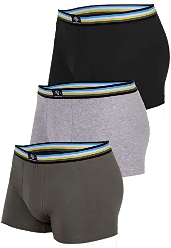 HAASIS BODYWEAR Herren Pants, GOTS zertifiziert, 3er Pack, Größe XL, schwarz/graumeliert/olivenbaum - Hochwertige Herren Pants im 3er Pack, ideal für den täglichen Komfort. Enganliegende Form ohne Seitennähte und mit weichem Webbund, aus 95% Bio-Baumwolle und 5% Elasthan, pflegeleicht und strapazierfähig.
