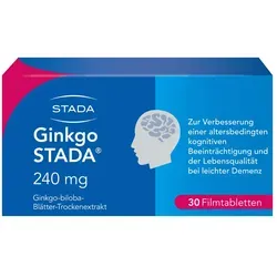 Ginkgo STADA 240 mg Filmtabletten - Pflanzliches Ergänzungsmittel zur Förderung der Gehirndurchblutung, stärkt Gedächtnis und Konzentration, ideal für ältere Patienten.