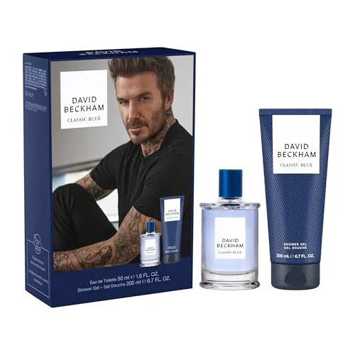 David Beckham Classic Blue Eau de Toilette und Duschgel Geschenkset für Männer, fesselnder, lebhafter Männerduft, 50 ml und 200 ml