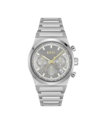 BOSS Chronograph Quarz Uhr für Herren - Candor Chrono 1514221 - Armbanduhren für Herren mit präzisem Chronographenwerk und elegantem Edelstahlarmband, ideal für Alltag und besondere Anlässe.