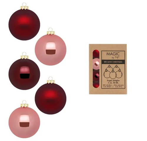 MAGIC by Inge Weihnachtsbaumkugel, Weihnachtskugeln Glas 3cm 24 Stück - Vintage Rose