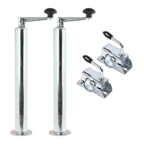 APT Abstellstütze Anhänger ausdrehbar 2er Set inkl. Klemmschelle, Ø 48mm, 400-650 mm, Stahl verzinkt