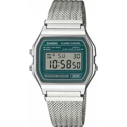 Casio A158WEM-3EF Vintage Iconic Digital Uhr - Elegante digitale Armbanduhr mit silberfarbenem Gehäuse und stilvollem Zifferblatt. Ideal für jeden Anlass, vereint sie klassisches Design mit modernem Komfort.