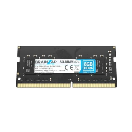 BRAINZAP 8GB DDR4 RAM SO-DIMM PC4-2666V-SA1-11 1Rx8 2666 MHz 1.2V CL19 Notebook Laptop Arbeitsspeicher Unbuffered Non-ECC