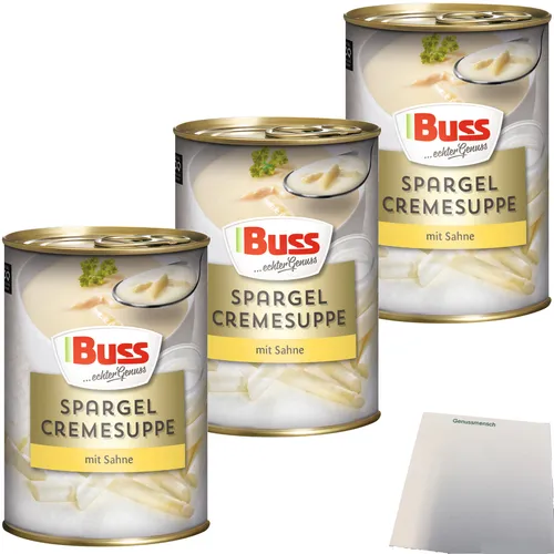 Buss SpargelcremeSuppe feiner Sahne aromatischen Gewürzen 3x400ml Dose usy Block