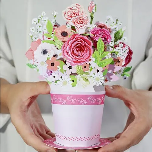 Diese-Klappkarten Glückwunschkarte mit 3D Blumenstrauß - Pop Up Karte mit bunten Blumen - Geburtstagskarte Gute Besserung Karte Dankeskarte Gutschein