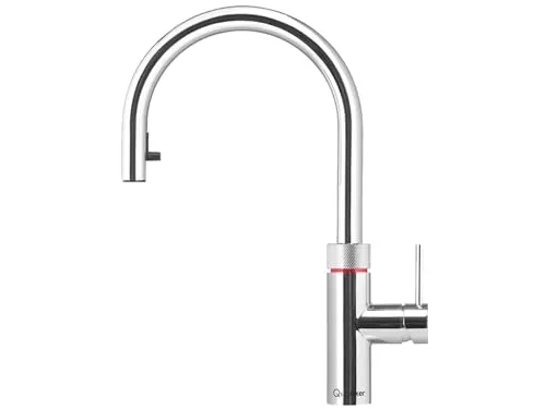 Quooker COMBI+ 2.2 E Flex CHR (verchromt glänzend) - Küchenarmatur mit integriertem Wasserkocher, bietet sofort heißes Wasser für Tee und Kochen, ideal für moderne Küchen.