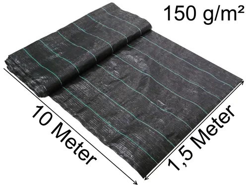 m² Unkrautflies Unkrautgewebe Bändchengewebe Mulchflies Mulchgewebe schwarz 15