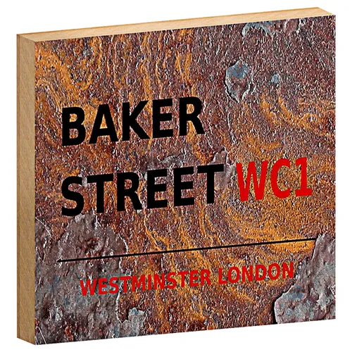 Holzschild London 18x12cm Street Baker street WC1
