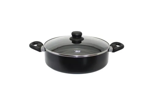 Elo Servierpfanne SMART LIFE, Ø 28 cm, Schwarz - Pfanne aus Aluminium mit Antihaftbeschichtung und Glasdeckel, ideal für alle Herdarten, spülmaschinengeeignet und perfekt für den Haushalt.