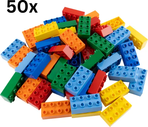 LEGO® DUPLO® 2x4 Steine - 50 bunte Bausteine für kreative Bauprojekte - Bunt gemischtes Set mit 50 original LEGO Duplo 2x4 Steinen. Ideal für Einsteiger und zur Erweiterung bestehender Sammlungen. Fördert Kreativität und Problemlösungsfähigkeiten.