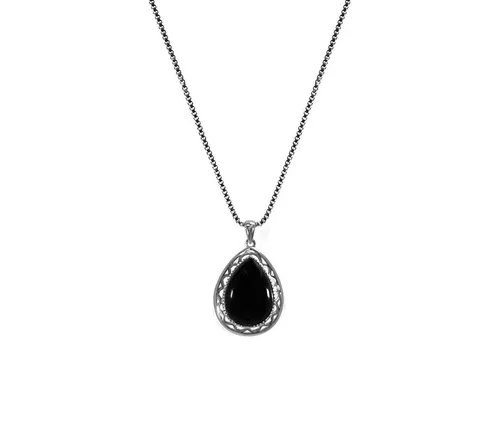 Edellis Kette mit Anhänger Damen 925 Silber Halskette mit klassischem Tropfen Naturstein-Anhänger