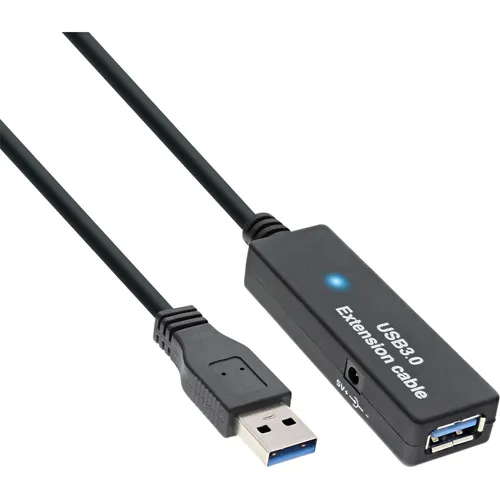 InLine® USB 3.2 Gen.1 Aktiv-Verlängerung 10m - USB-Kabel für optimale Signalübertragung, Verlängerung des USB Signals um 10m mit Datentransferrate bis zu 5Gb/s - perfekt für Home Office oder Multimedia-Anwendungen.