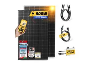 Solakon Balkonkraftwerk 900 W - Effiziente Mini-PV Anlage für Balkon & Terrasse - Balkonkraftwerke: 900 W Nennleistung, 21.3% Modulwirkungsgrad mit monokristallinen Zellen für maximale Energieausbeute auf kleinstem Raum.