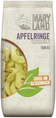 Maryland Apfelringe 500g Beutel – Apfelringe, vegan, fruchtig süß– Im praktischen Format genießen (1 x 500g)