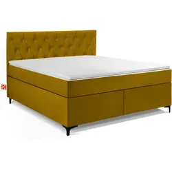 Konsimo® Polsterbett ARDEA, Gelb, 160x200 cm, Hochwertiges Design - Das Konsimo® ARDEA Polsterbett vereint elegantes Design mit einem innovativen Schlafsystem für optimalen Komfort. Der samtweiche Veloursbezug passt perfekt in jedes Schlafzimmer.