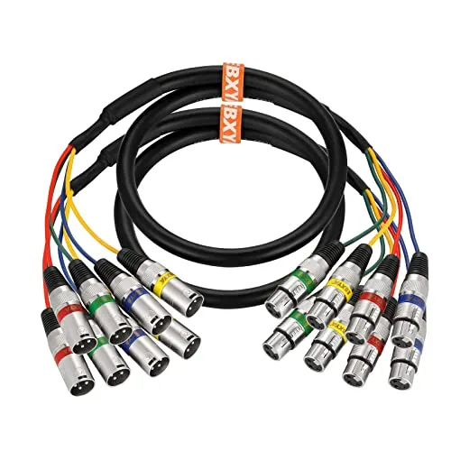 EBXYA 4-Kanal XLR Snake Kabel 1m 2er-Pack für Live & Aufnahmestudio
