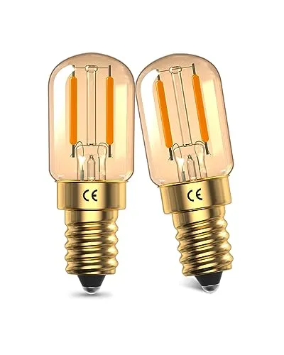 DoRight Vintage E14 LED Glühbirnen, Mini 1W LED Lampe Bernstein Glas, Warmweiß 2200K, E14 SES LED Filament Retro Lampe Glühlampe, 10W-15W Äquivalent, 95 Lumen, Nicht Dimmbar, 2 Stücke