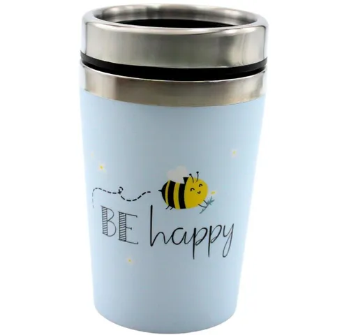 Dekohelden24 Thermobecher Thermobecher/Becher to go, Kaffeebecher, Isolierbecher, Biene, 1-tlg., Metall