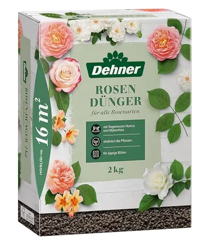 Dehner Rosendünger, hochwertiger Dünger für Rosen, organisch mineralischer NPK-Dünger, mit Spurennährstoffen, 2 kg, für ca. 16 qm, bunt