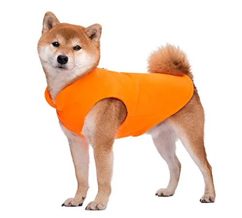 Hundepullover / Hunde-Sweatshirt, weiche Fleece-Weste, Kaltwetterjacke mit Ring für die Leine für kleine und mittelgroße Hunde (Größe XL, Orange)