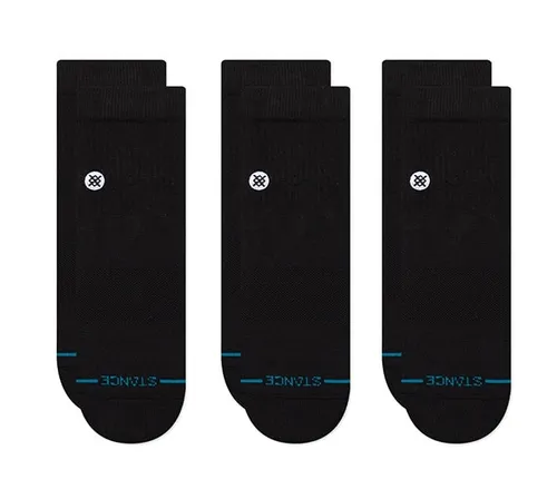 Stance Tagessocke Quarter Icon schwarz - 3 Paar, Größe: 43-46 - Sportsocken im praktischen Dreierpack, bieten Komfort und Halt mit leichter Polsterung für den perfekten Sitz unterhalb der Schuhlinie.