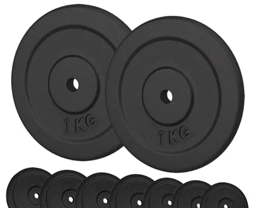 G5 HT SPORT Hantelscheiben aus Gusseisen, Lochdurchmesser 25 mm, für Fitnessstudio und Home-Gym von 0,5 bis 20 kg für Hanteln und Langhanteln (2 x 1 kg)
