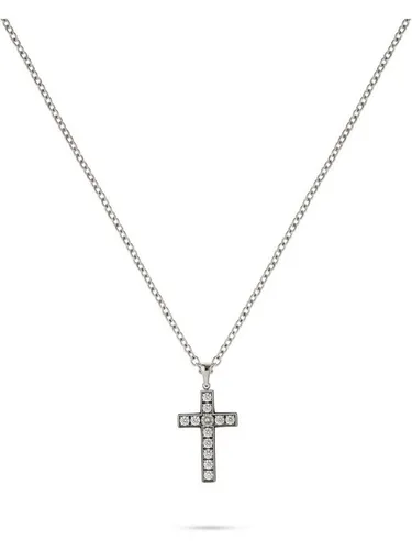 FAVS Herren-Kette Edelstahl mit Zirkonia Kreuz - Elegantes Collier aus poliertem Edelstahl mit 12 Zirkonia. Längenverstellbar von 55 cm bis 60 cm. Ideal für stilvolle Akzente im Alltag oder besondere Anlässe.