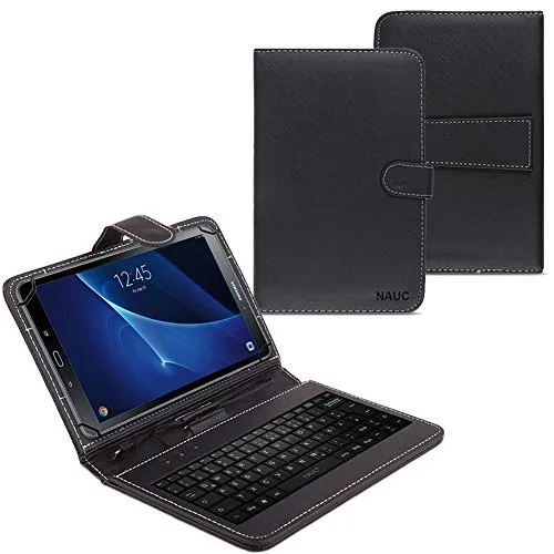 NAUC Samsung Galaxy Tab A6 10.1 Schutzhülle mit Tastatur - Tablet-PC-Zubehör mit integrierter Tastatur und verstellbarer Standfunktion für komfortables Arbeiten und Multimedia-Genuss, robustes Kunstleder schützt vor Schmutz und Kratzern.