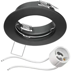 ledscom.de Decken-Einbaurahmen FERE Einbaurahmen schwarz matt (LED/Halogen/GU10/MR16/PAR16/50mm) inkl. GU10 Fassung