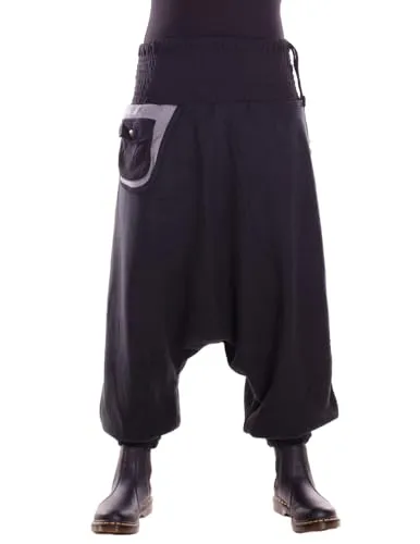 Vishes - Warme Thermo Haremshose aus Fleece Schwarzgrau - Bequeme Haremshose aus warmem Fleece mit praktischer Tasche und weichem Jersey-Bund. Ideal für kalte Tage und vielseitig kombinierbar.