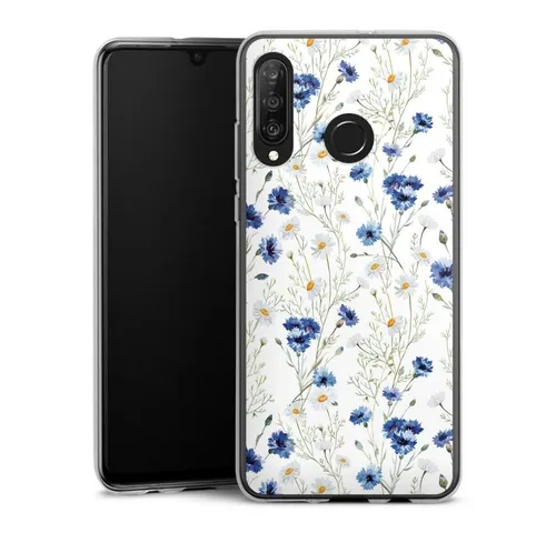 DeinDesign Handyhülle Muster Blume Blumen Flower Pattern 6, Huawei P30 Lite Silikon Hülle Bumper Case Handy Schutzhülle