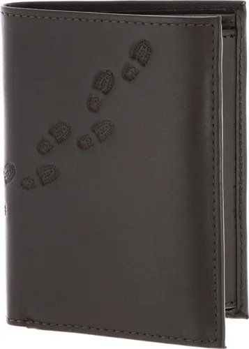 Oxmox Leder Geldbörse Leather RFID Protect Kombibörse Footsteps 2.0 Embossed Brown Dunkelbraun