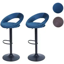 2er-Set Barhocker HWC-F46, drehbar und höhenverstellbar - Barmöbel: Stylisches 2er-Set Barhocker aus Samt mit drehbarem und höhenverstellbarem Design für optimalen Sitzkomfort.