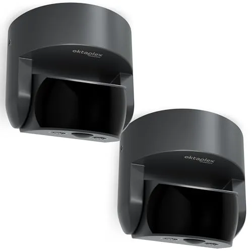 Oktaplex Bea 2X Bewegungsmelder Aussen - IP65, schwenkbar 180°, 10m Reichweite - Bewegungsmelder für den Außenbereich mit 180°-Schwenkfunktion und 10m Reichweite. Wetterfest nach IP65, perfekt für die Wand- und Deckenmontage.