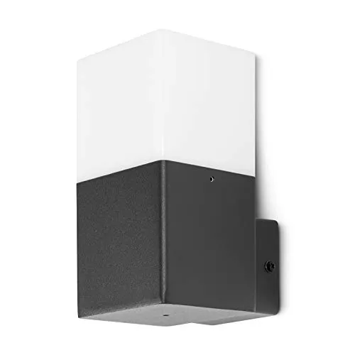 Grafner Aluminium Wandlampe schwarz mit E27 Fassung - Moderne Wandleuchte in Schwarz, IP44 spritzwassergeschützt, ideal für Garten und Haus, robust aus Aluminium und kompatibel mit LED-Leuchtmitteln für eine umweltfreundliche Beleuchtung.