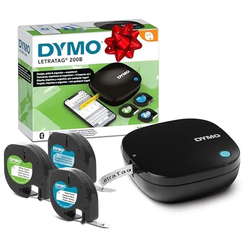 DYMO LetraTag 200B Etikettendrucker mit Bluetooth | kabellos und kompakt - Drucker für Etiketten, der über Bluetooth mit iOS und Android verbunden werden kann. Ideal für einfache Organisation mit anpassbaren Etiketten und benutzerfreundlicher App.
